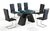 Modern black high gloss clear glass dining table and 6 chairs set