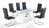 White high gloss clear glass dining table & 6 chairs set