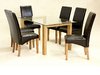 Glass dining table and 6 chairs clear large set oak wood finsh set