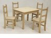 Wooden square solid pine dining table and 4 chairs set