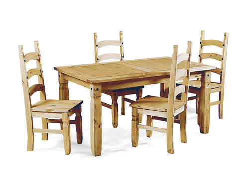 Soild Pine Wooden Dining Table and 4 Chairs set