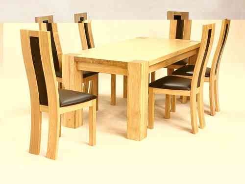 Solid Wooden Rectangle Dining Table and 6 Chairs set