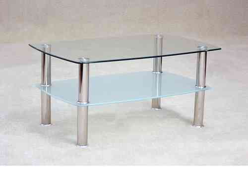 Glass coffee table with storage shelf clear / frosted