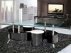 Black high gloss s shaped coffee table and 2 stools