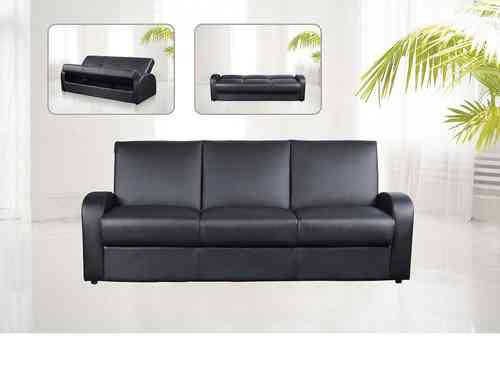 Faux leather 3 seater sofa bed black, brown, cream