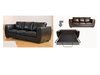 Double leather bed in black, brown, red, ivory