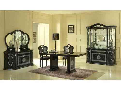 Black Italian Furniture Sets High Gloss Dining Table and Chairs set