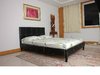 Faux leather bed single double king black brown cream