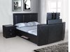 Tv bed frame leather double, king, super, black, brown