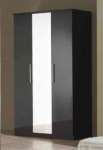 Black High Gloss 3 Door Wardrobe