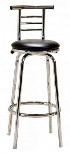 Black Faux Leather and chrome pair bar Stool