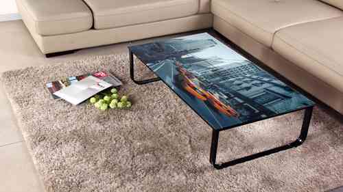 Glass Coffee Table with Image