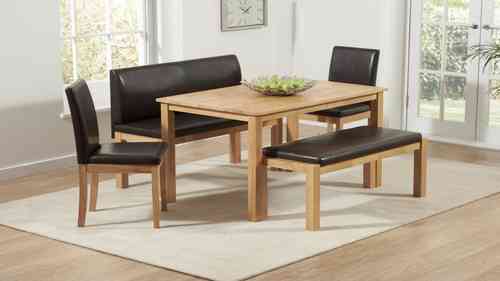 Wooden Dining Table and Chairs Bench Set