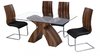 Glass Dining Table and 6 Walnut Chairs