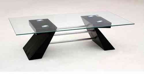 Glass Coffee Table Black Wooden Base