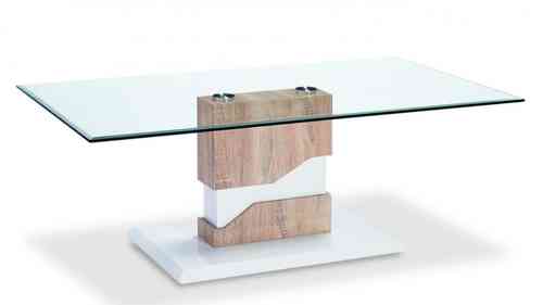 Coffee Table Glass White High Gloss Wood Veneer
