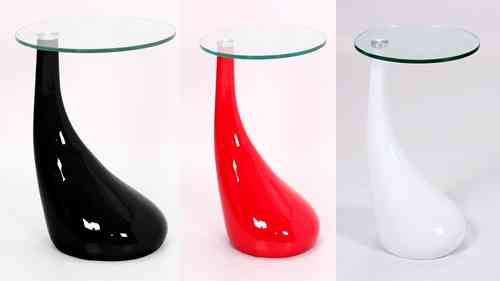 White Red Black Glass High Gloss Side Table