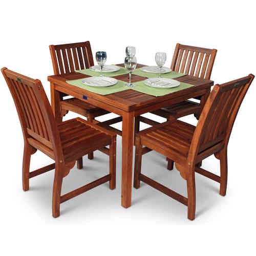Square Hardwood Garden Table and 4 Chairs