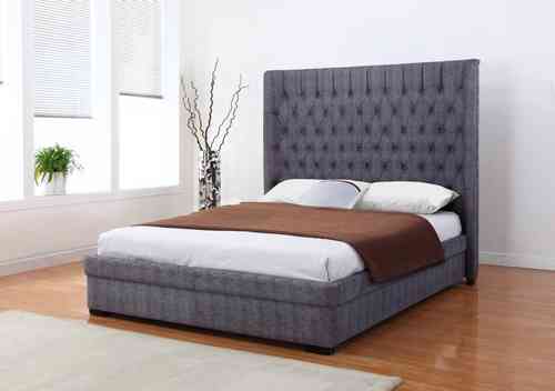 Dark Grey Fabric Double Bed