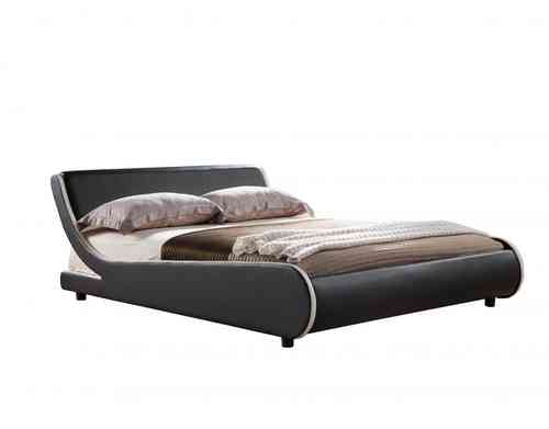 Black with White Stripe Faux Leather Bed in Double or Kingsize
