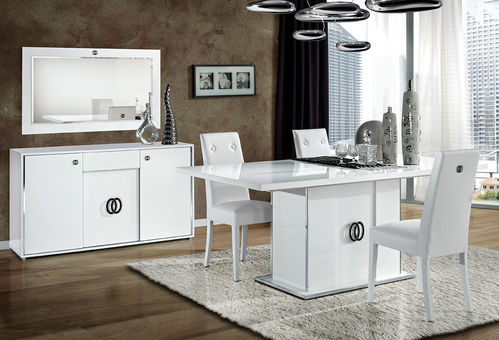 Italian white high gloss dining room furniture set