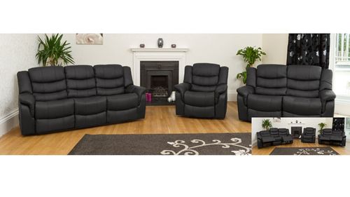 Leather Sofa Recliner in Black, Brown or Cream