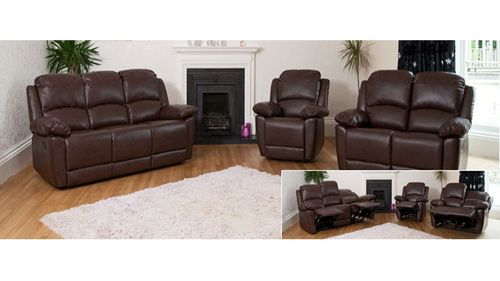 Black, Brown, Cream, Reclining Sofa Set