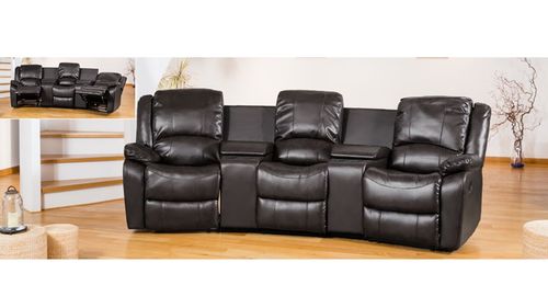 Reclining Corner entertainment leather sofa