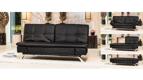 Click Clack Leather Sofa Bed in Black, Cream, Brown