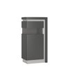 Grey high gloss glass front narrow cabinet LH