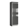 Tall narrow grey high gloss & glass front cabinet RH