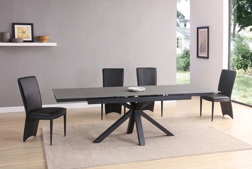 Grey and black stone glass dining table and 8 Chairs