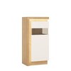 white high gloss oak finish narrow display cabinet RH