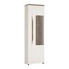 White high gloss display cabinet with oak effect RH