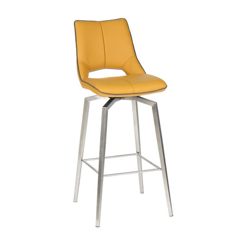 Yellow swivel leather match bar chair