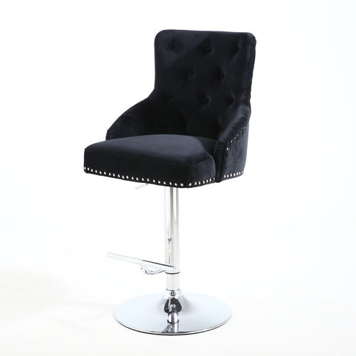 Black brushed velvet bar stool