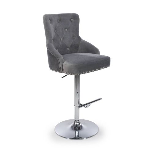 Grey brushed velvet chaise bar stool