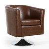 Brown leather match tub chair