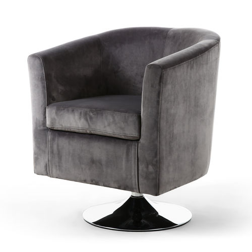 Grey brushed velvet tub chair