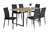 Oak effect dining table with black legs and 6 chairs