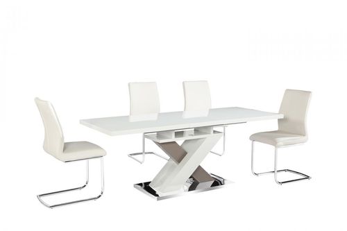 White and Grey high gloss dining table & 6 chairs