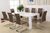 White high gloss 180cm dining table and 8 brown chairs