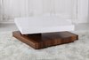Moveable white high gloss and walnut coffee table