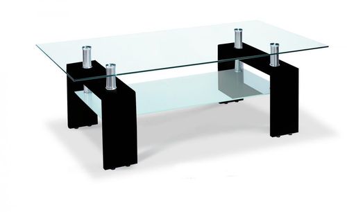 Glass coffee table with black high gloss legs