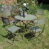 Vintage blue rusty metal bistro table and 4 chairs set