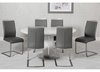 Round white & grey marble effect dining table and 6 chairs
