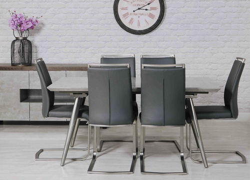 Grey Concrete Effect Dining Table and 6 Chairs
