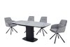 Swivel extending white ceramic glass dining table and 6 grey velvet chairs