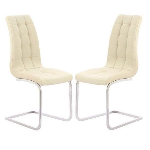 Cream faux leather dining chairs in pairs