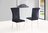 140cm white marble dining table and 4 black velvet chairs